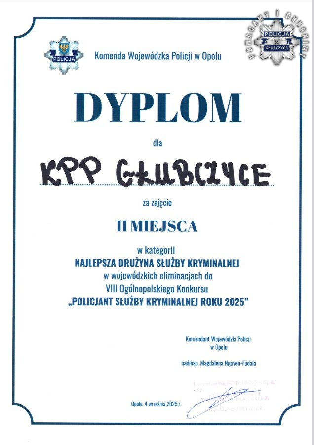 207-311233 Policjanci z Głubczyc na podium w konkursie kryminalnych Opolszczyzny