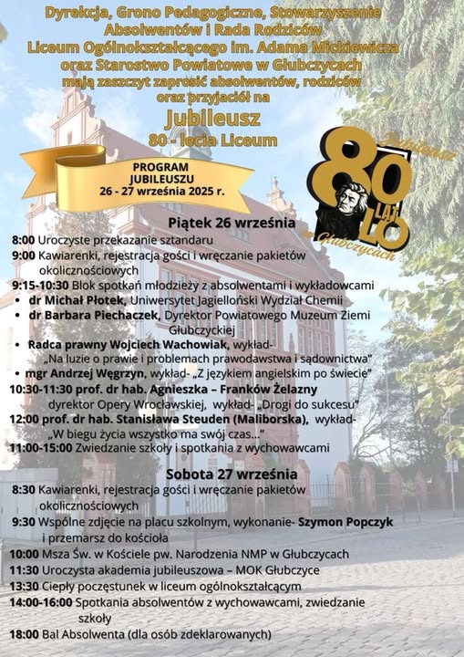 549664312_1387086526754437_8041922479496464985_n-1 Jubileusz 80-lecia Liceum Ogólnokształcącego im. Adama Mickiewicza w Głubczycach